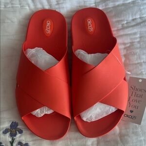 BRAND NEW OKA b. Orange Sandals with Cushioned Footbed